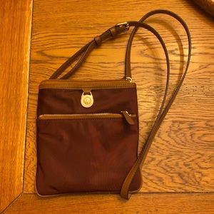 Michael Kors burgundy canvas crossbody- like new.